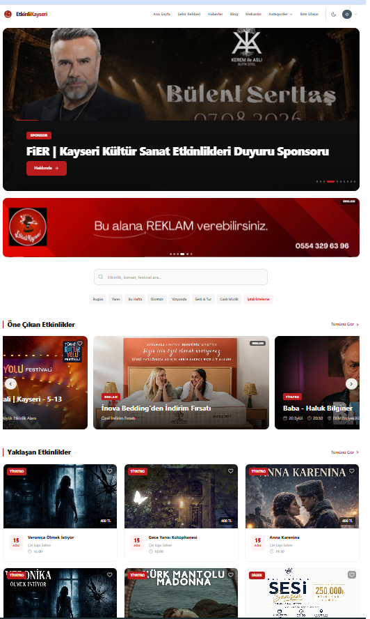 etkinlikayseri internet sitesi reklam konumları